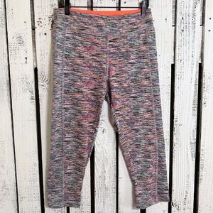 Take A Walk Athletic Leggings Neon Multicolor Yoga Gym Run Size‎ Medium Mid Calf